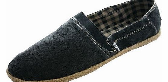 [Charcoal, 6] MENS DESIGNER DUNLOP FLAT ESPADRILLES CANVAS SLIP-ON PLIMSOLES PUMPS